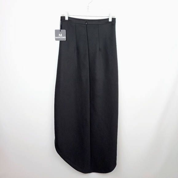 MANGANO Black Neoprene Exaggerated High Low Skirt NWT Italian Made - Picture 4 of 6